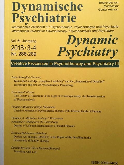 Статья в международном журнале Динамическая психиатрия